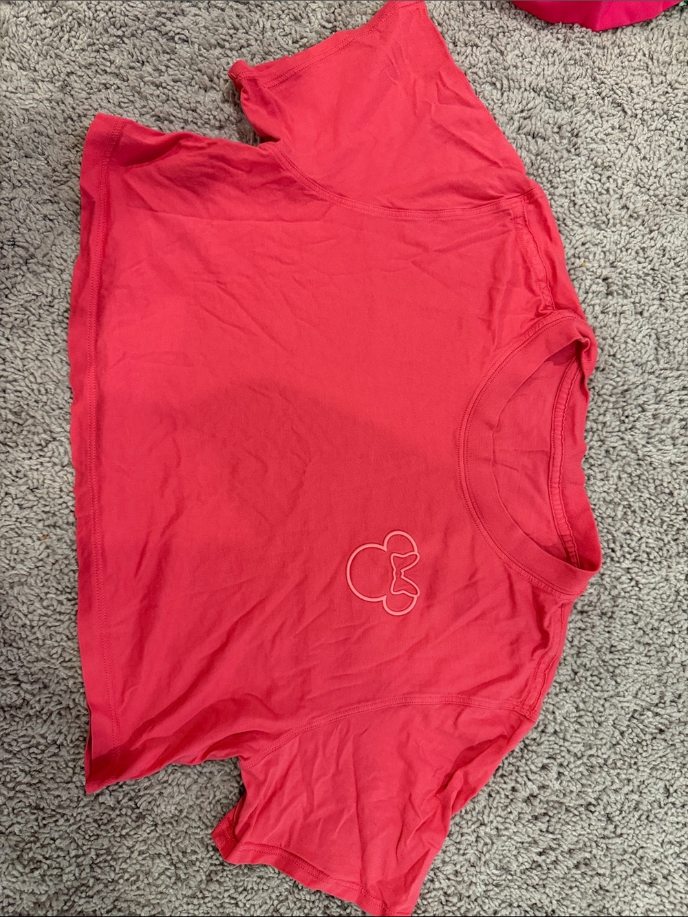 lululemon athletica Coral-Red Crop Tee with Minimal Heart Graphic